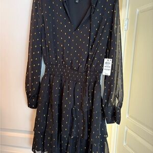 INC International Concepts Black Dress with Gold Accents